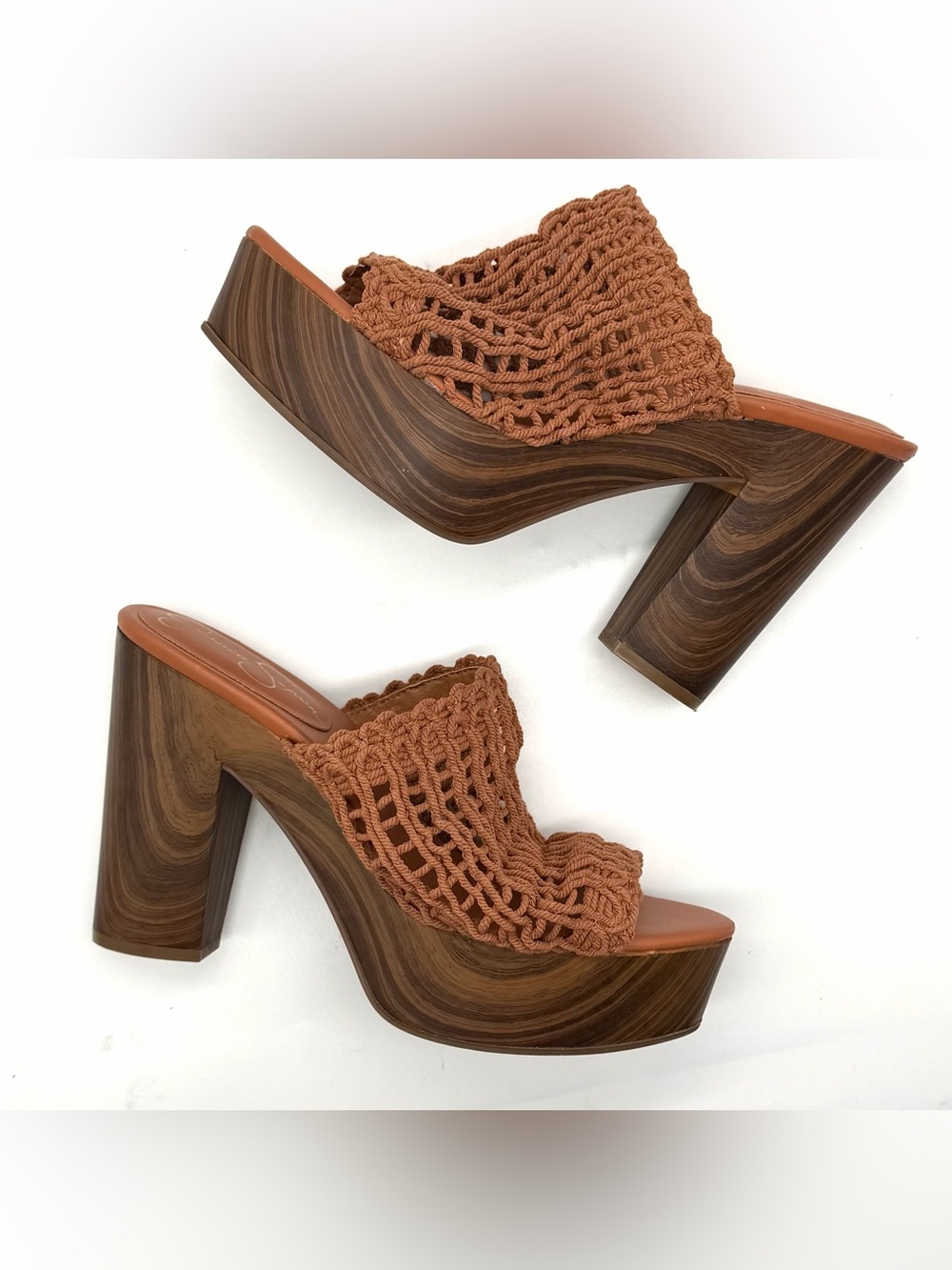 Jessica Simpson Sandal Womens 9.5 M Shelbie Platform Heels Brown Woven Casual - Picture 2 of 11